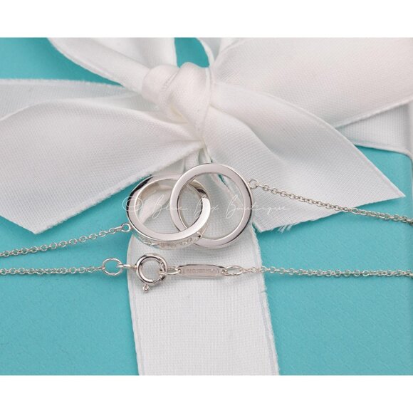 100% Authentic Tiffany & Co. 1837 Collection Interlocking Circles Necklace 16" - Picture 3 of 8